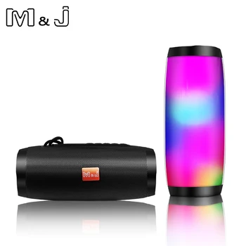 M&J Lumini LED-uri Colorate Bluetooth Difuzor HIFI Stereo Portabil Wireless cu Microfon Mâini Libere Suport TF FM USB Flash Subwoffer