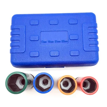 1/2-Inch Drive Impact Profund Socket Set cu Plastic de Culoare Mâneci de Protecție,CR-MO Material Metrice 4-Bucata