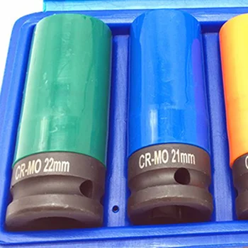 1/2-Inch Drive Impact Profund Socket Set cu Plastic de Culoare Mâneci de Protecție,CR-MO Material Metrice 4-Bucata