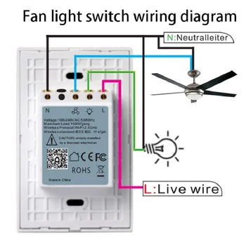 NE Wifi Ventilator Comutator de Lumină Tuya control de la distanță Inteligent de reglare a Vitezei ventilatorului de Perete de lumină touch Comutator