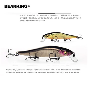 Bearking Bk17-W1 Wobbler Minnow 11cm 14g 1 BUC Momeală de Pescuit la 1,5 m Adâncime Adâncime de Scufundări Greu Momeala Limbă Lungă Minnow de suspendare Atrage