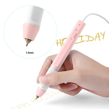 QWELL Căldură Folie Pen USB Alimentat Subțire, Mâner rezistent la Căldură Litere Pen DIY de Mână Caligrafie Carduri 4 Sfaturi de 2 Culori