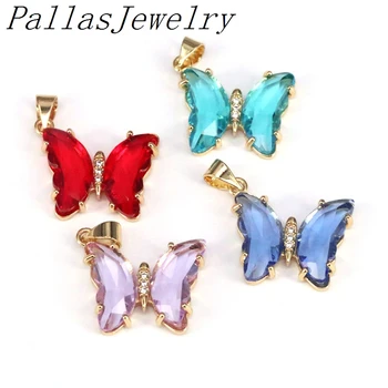 15buc Moda bijuterii accesorii, se amestecă culori de cristal de sticlă, pandantive,formă de fluture, Pentru Femei bijuterii
