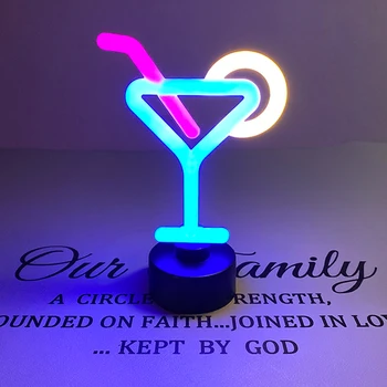 Mini Cocktail Neon LED de Masă din material Plastic Lumina de Noapte Art Lumini Decorative Decor pentru Copii Camera Copilului