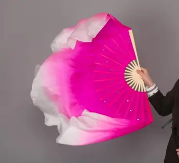 Roz Gradient Alb Sequin Fan Voal 1 Pereche( 1+1R) Dansator de Performanță Arată Recuzită Yangko 76cm Dimensiuni Mari