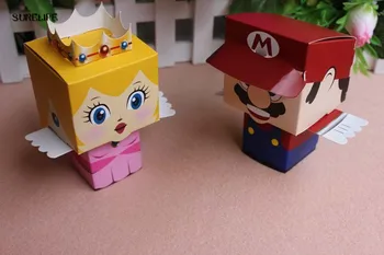 40pcs/mulțime de desene animate Super-Marie Bros printesa Mireasa si Mirele favoruri de nunta Mario cutie de bomboane cadouri de nunta