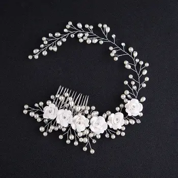Moda Simulate Perla Ceramică Margele de Flori Handmade Mireasa Piepteni pentru Par Femei Pieptene de Par Mireasa Nunta Accesorii de Par SL