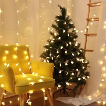 Fulg de nea crăciun șir lumina flasher led-uri lumini ghirlanda decor cu baterii pentru petrecere acasă dormitor decor nunta