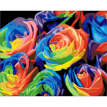 Tablou De Numărul De Trandafir Flori De Colorat Vopsele Acrilice Cadru Pe Panza Manual Desen Ulei De Imagine Prin Numărul Pentru Adulți Constantin