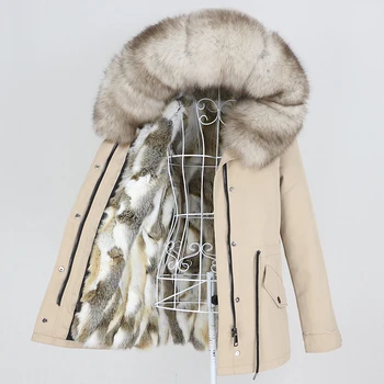 OFTBUY 2020 hanorac jacheta de iarna pentru femei hanorac haină de blană adevărată de mare naturală de raton guler de blană cu glugă de blană de iepure parka cald gros