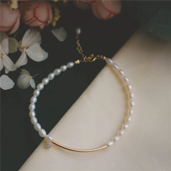 Perlele Naturale De Apă Dulce Bratara Handmade Personalizate Cu Aur Bratari Bijuterii Vintage Boho Brățară Pentru Femei