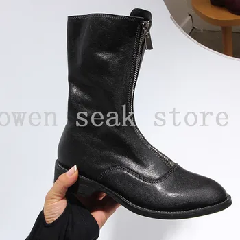 Owen Bolnav Femei Pantofi Casual Ridicat-partea de SUS piele de Oaie Cizme din Piele de Lux Formatori Adidas Zip Apartamente de Echitatie Pantofi Alb Negru