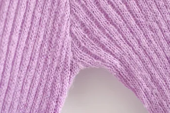 2020 Epocă Transparent Subțire Shaggy Tricotat Cardigan pentru Femei V-gât Single-breasted Butonul Pulover Lung cu maneca Scurta Jumper