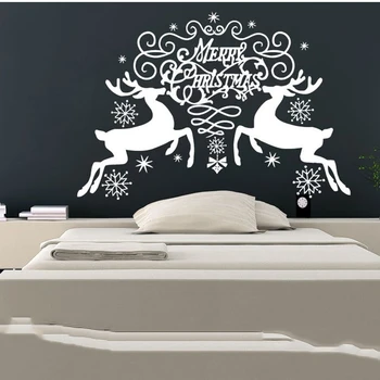 Decalcomanii de perete Vesel de Crăciun, Fulgi de zăpadă, Reni Decor de Crăciun Decal Vinil Autocolant Dormitor Decor Acasă de Arta picturi Murale SD-005