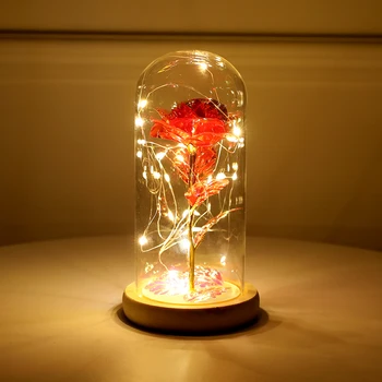 Artificiale Veșnică a Crescut de Lumină LED frumoasa si ia Aur de 24K Folie Galaxy Floare Trandafir Crăciun Decor Acasă Cadou de Ziua Îndrăgostiților