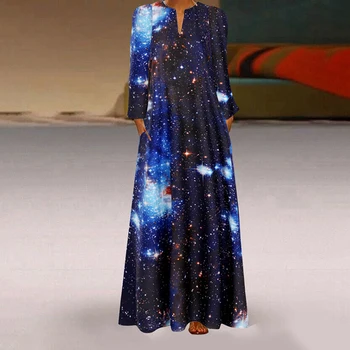 Moda toamna V Gât 3D Starry Sky Print Rochie Lunga Casual cu Maneci Lungi Temperament Pulover Rochie de Streetwear Cool Rochie Eleganta