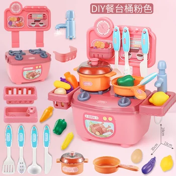 De Joacă pentru copii, Casă de Bucătărie Puzzle Jucarii de Gatit Cutie Fericit Multifunctional Pachet Cadou de Ziua Fetele Bucatarie de Vis