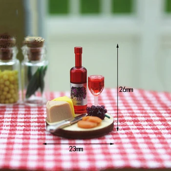 1/12 casă de Păpuși în Miniatură Accesorii Mini Tort Vin fel de Mâncare Model de Simulare Băuturi Alimentare, Jucării pentru Papusa Casa Decor