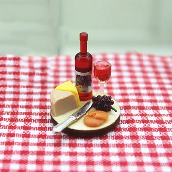 1/12 casă de Păpuși în Miniatură Accesorii Mini Tort Vin fel de Mâncare Model de Simulare Băuturi Alimentare, Jucării pentru Papusa Casa Decor