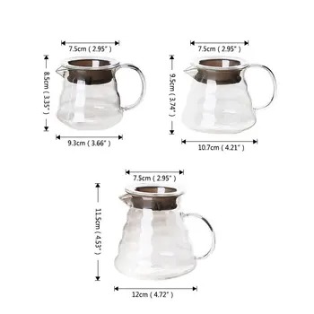 1buc Pahar de Cafea Dripper Stil Server Ibric de Cafea Carafă de Lapte-ceai Oală de Cafea Filtre cu Mâner 250ml/360ml/600ml
