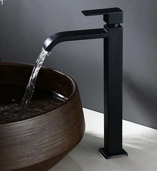 Din oțel inoxidabil singur apa rece baie bazinul robinet cascada de culoare neagra