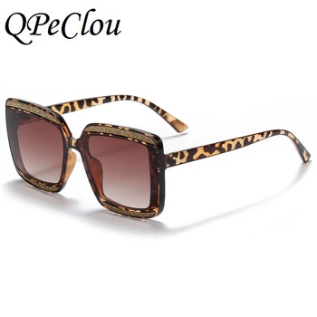 QPeClou Noua Moda De Lux Ochelari De Soare Stralucitoare Femei De Epocă Pătrat Mare, Ochelari De Soare Femei Sexy Leopard Nuante De Maro Oculos