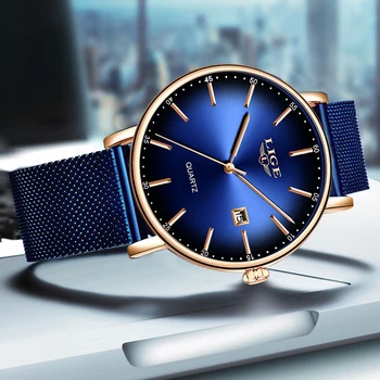 LIGE Moda Mens Ceasuri de Top de Brand de Lux Albastru Impermeabil Ceasuri Ultra Subțire Data de Simplu Casual Cuarț Ceas Barbati Sport Ceas