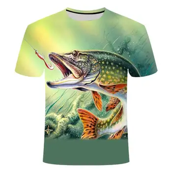 2020 pescuit noi t-shirt stil casual digital pește 3D de imprimare t-shirt barbati t-shirt de vară cu mânecă scurtă, o-neck top