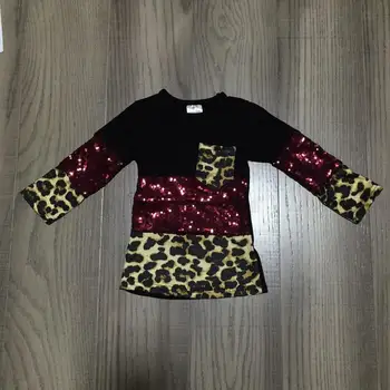 Copilul fata de iarna/primavara haine leopard de imprimare 3 parti partea de sus tricouri cu paiete copii fete haine de bumbac