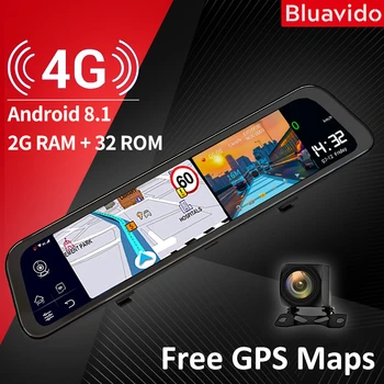 Bluavido 12 Inch 4G Android 8.1 DVR Auto Navigație GPS 2G RAM + ROM 32G FHD 1080P Dash Cam Oglinda Retrovizoare Auto Video Recorder
