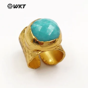 WT-R301 Multi Culoare, Formă Rotundă de Piatră Cu Aur Muiată Inel Reglabil Femei Elegante Bijuterii Inel