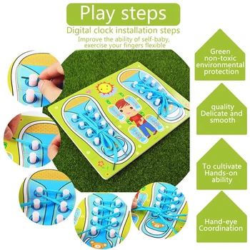 Copiii Montessori Jucărie De Învățământ Pentru Copii Să Învețe Cum Să-Și Lege Șireturile De Lemn Pantofi Cu Siret Jucărie Coordonarea Mana Jucarii De Dezvoltare