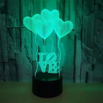 Cadou Ziua îndrăgostiților Pentru Prietena 7 Schimbare de Culoare 3D Holograma Dragoste Inima Lampa USB Acrilice Lumini Aniversare Soția Prezent