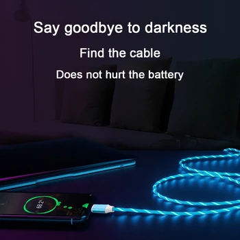 Curge Glow LED-uri USB Cablu de încărcare Micro USB de Tip C 1M Luminos Rapid Cablu de Încărcare Pentru Samsung Xiaomi Telefon Android Taxa de Sârmă