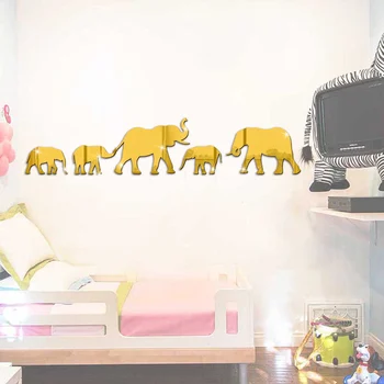 3D Oglindă de Perete Autocolante Elefanți Oglindă de Perete Autocolant Auto-adeziv DIY Decorative de Perete Oglinzi Bedroom Home Decor Camera de zi