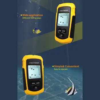 FF1108-1 Sonar Portabil de Alarmă de Pește Finder Echo Sounder 0.7-100M Traductor Senzor de Adâncime #B3 Galben