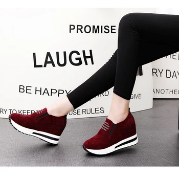 2019 Turma Toc inalt Lady Pantofi Casual Pene Femei Adidași de Agrement Platforma Pantofi Respirabil Creșterea Aluneca pe Încălțăminte