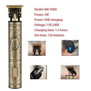 USB Reîncărcabilă Puternică mașină de Tuns Barba Electric Coafor Ras Frizerie fără Fir Aproape de 0mm T Capul Bărbați Tunsoare Instrumente