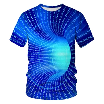 Cu dungi de imprimare 3D moda T-shirt pentru bărbați hip-hop street haine cu dungi, carouri model pătrat vrac barbati round neck T-shirt