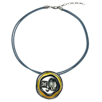2020 Nou Fierbinte Împletitură de coarda colier Collares Bine Pandantive Bijuterii Femeie Metal Cablul de Piele Temperament de Sticlă Colier
