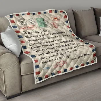 Pentru Fiica Mea Mesaj Scrisoare Quilt Pătură 3D Print Digital Flanel Pătură Cuverturi pentru Pat Acasă Canapea 150X200/150X220cm TB