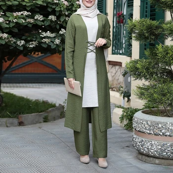 Ramadan Eid Mubarak 3 Piece Set Caftan Abaya Dubai Turcia Hijab Musulman Seturi De Rochie Islam Îmbrăcăminte Pentru Femei Musulmani Ansambluri