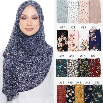 Noi Bule Sifon Musulmane Hijab Eșarfe Floare de Design Mult Șaluri Împachetări Văl Împachetări Turbane Bentita Eșarfe Lungi 43 CULORI