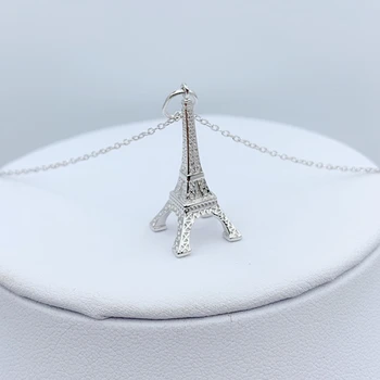 Original 1:1 S925 Argint Avion Turnul Eiffel Coroana Fulg De Nea Pandantiv Colier Pentru Femei Logo-Ul De Bijuterii Fine Cadou De Vacanță