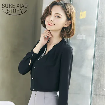2021 Moda de Primăvară V Guler Birou doamnă Camasa Femei Maneca Lunga Femei Șifon Bluza Tricou 670H 30