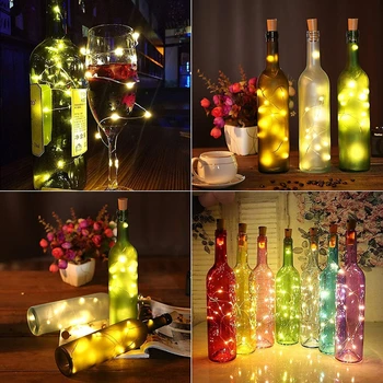 6pcs/lot Sticla de Vin Șir de Lumini cu Pluta 10/20 LED Sticla de Fairy Lumini pentru Petrecerea de Nunta, de Crăciun, Halloween, Bar, Cameră Decor