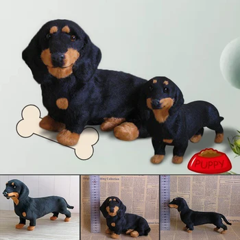 Așezat Teckel Câine Jucării De Pluș Realiste De Simulare Negru Câine Jucărie De Pluș Pentru Copii Cadouri Masina Acasa Decor Ornamente