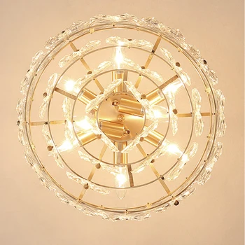 Cupru candelabre tavan camera de zi moderne, candelabre de cristal dormitor crystal led lampă de plafon bucătărie fixare din alamă lustru