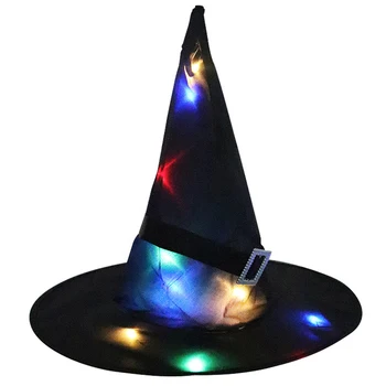 5pcs /set elemente de recuzită de Halloween Vrăjitoare pălărie Luminos capac Petrecere de Halloween Costume, accesorii Halloween Vrăjitoare Pălărie