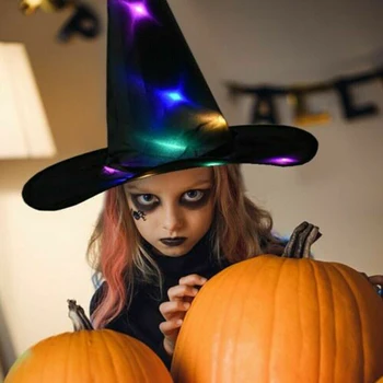 5pcs /set elemente de recuzită de Halloween Vrăjitoare pălărie Luminos capac Petrecere de Halloween Costume, accesorii Halloween Vrăjitoare Pălărie